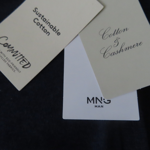 Mango mng mens sweater 1/4 zip blue cotton/cashmere 2XL NWT - Picture 6 of 7